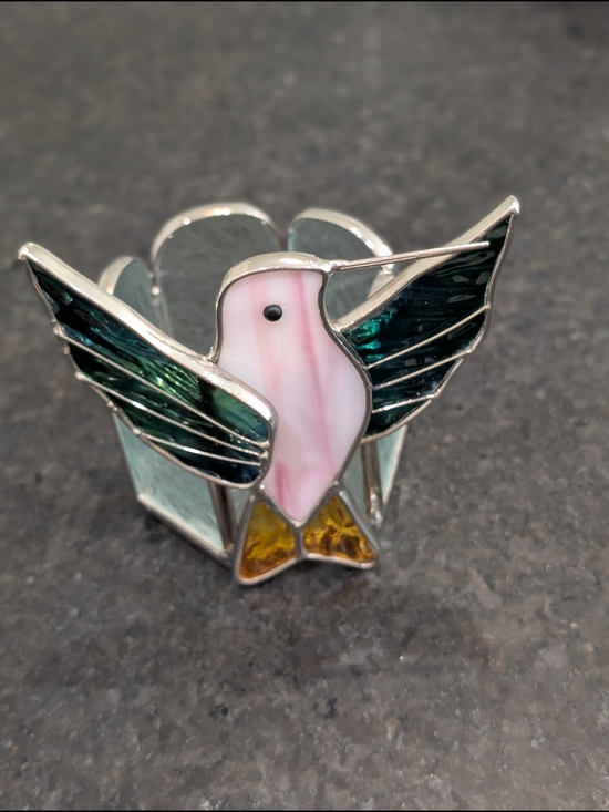 Other - Handmade Stained Glass Hummingbird Candle Holder